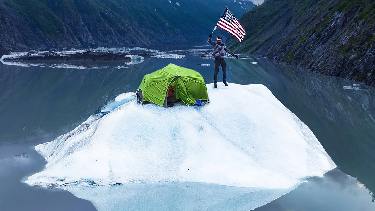 Locals See a Tent on a Floating Iceberg